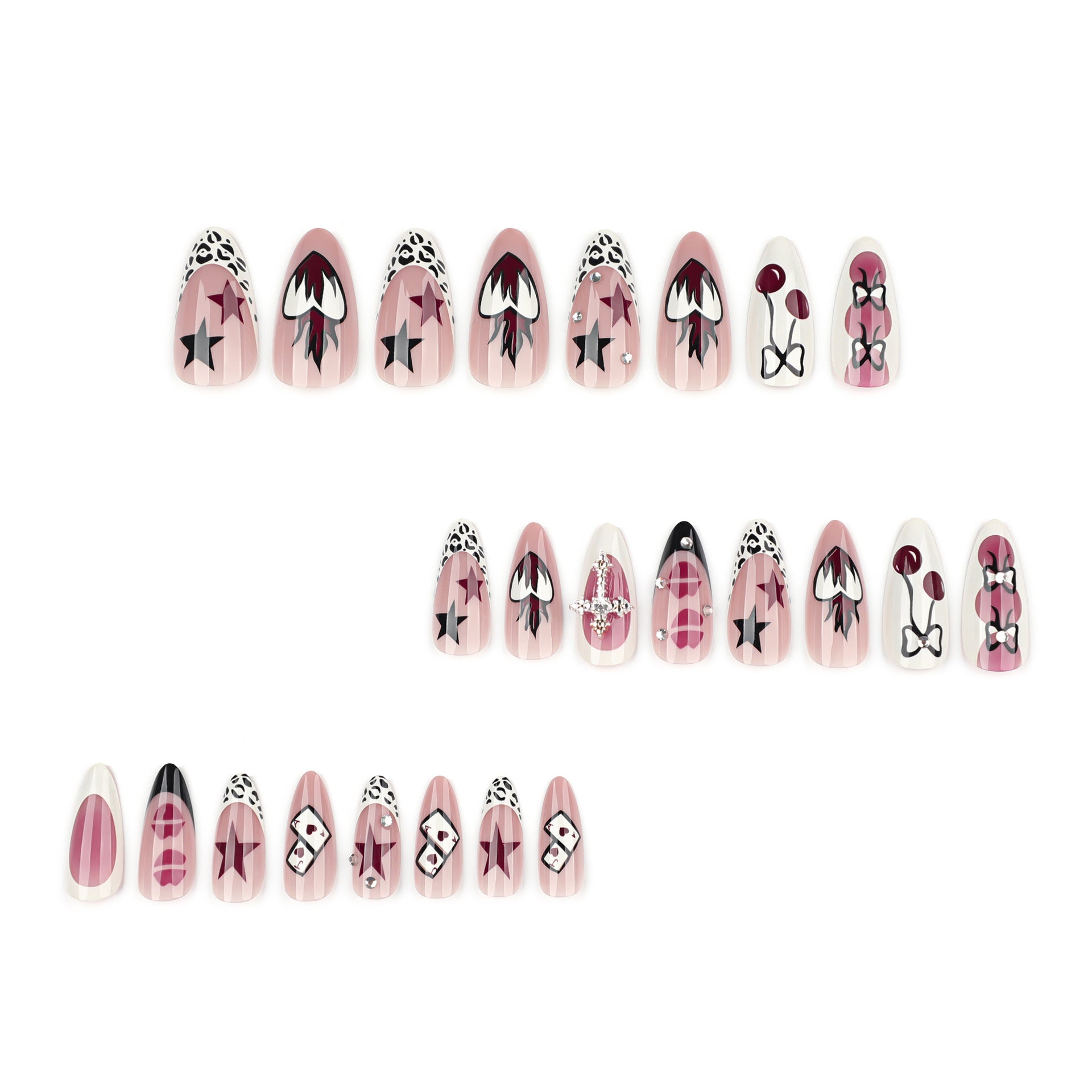 Sweet and cool short almond nail manicure, wearing nail, hot-selling   wearable   finished product wholesale｜365nails