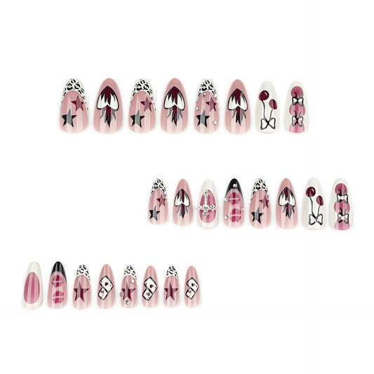 Sweet and cool short almond nail manicure, wearing nail, hot-selling   wearable   finished product wholesale｜365nails