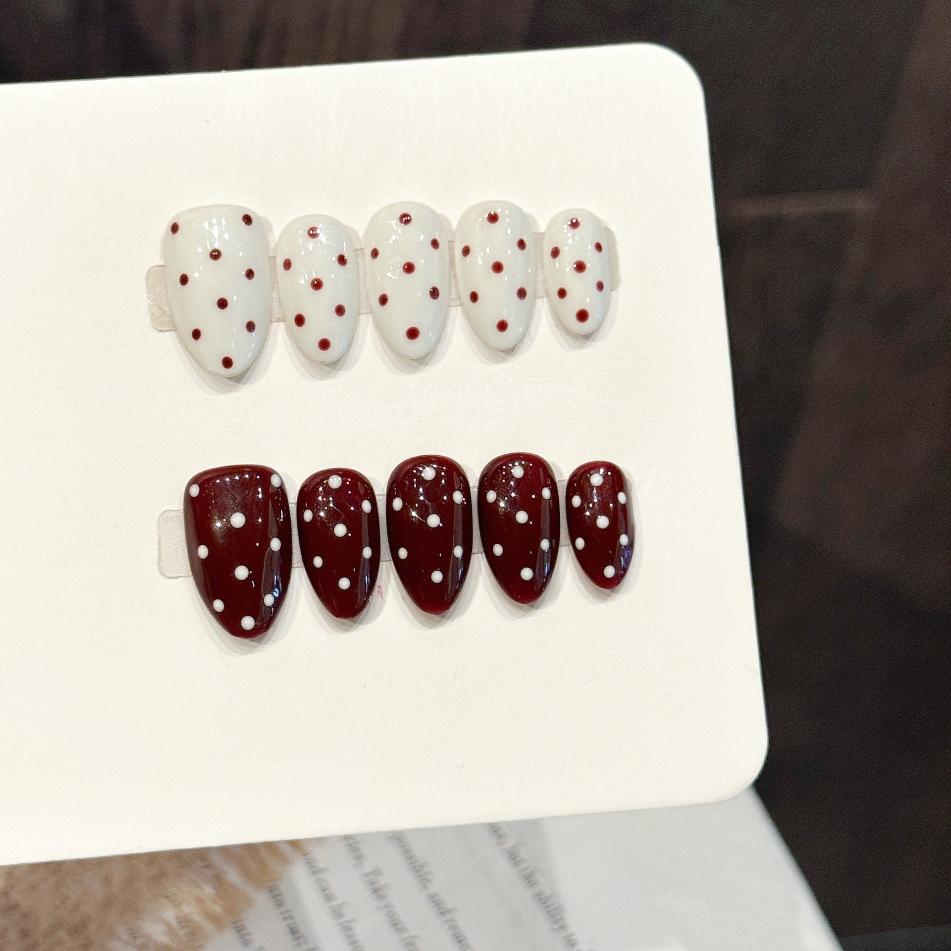 Red White Polka Dot Press On Nails