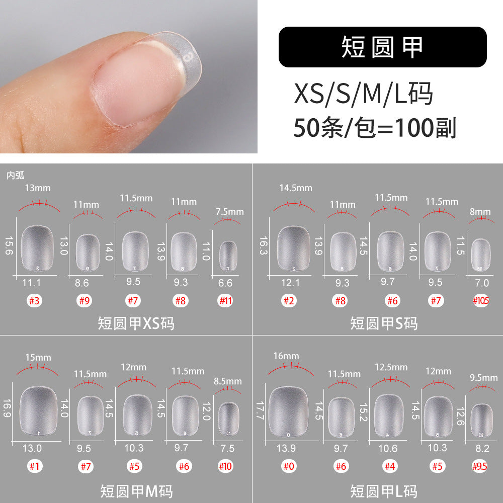 Nail Tips The new press on nails piece is divided into 20 pieces, the whole piece is seamless, and the short one is fully attached to the trapezoidal matte nail piece fake nail.