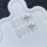 365nails Minimalist: "Lavender Haze" – Medium Square Cat Eye & Iridescent Press On Nails 24pcs