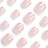 Short French gold edge wearing nail short MINI nail art finished nail piece new fake nail removable nail