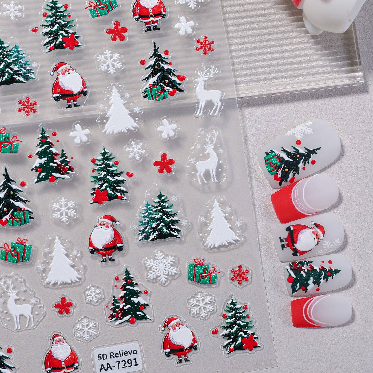 Original Christmas Nail Art Sticker 5D Embossed Three-dimensional Happy Christmas Atmosphere Elements DIY Nail Sticker AA