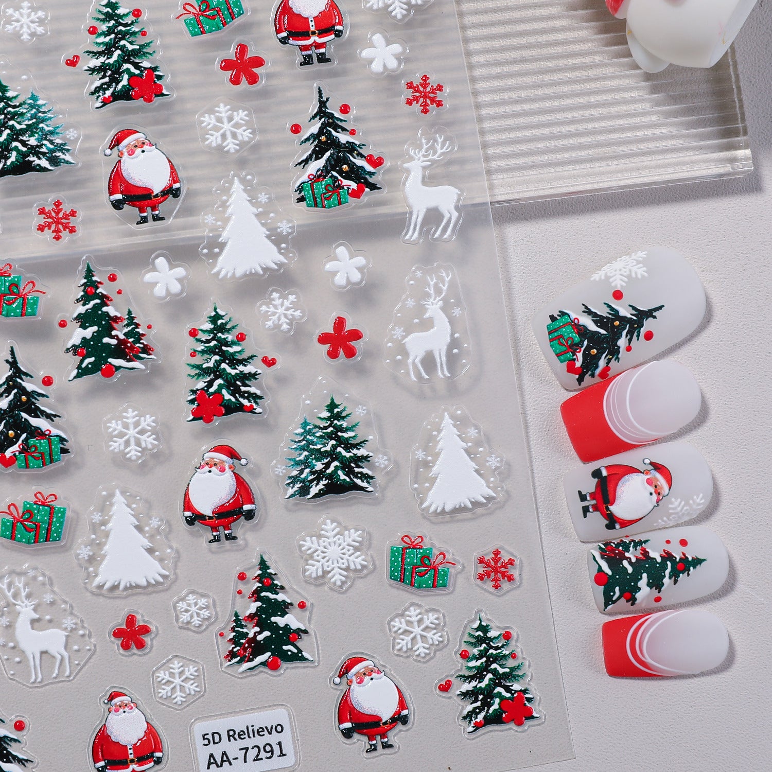 Original Christmas Nail Art Sticker 5D Embossed Three-dimensional Happy Christmas Atmosphere Elements DIY Nail Sticker AA
