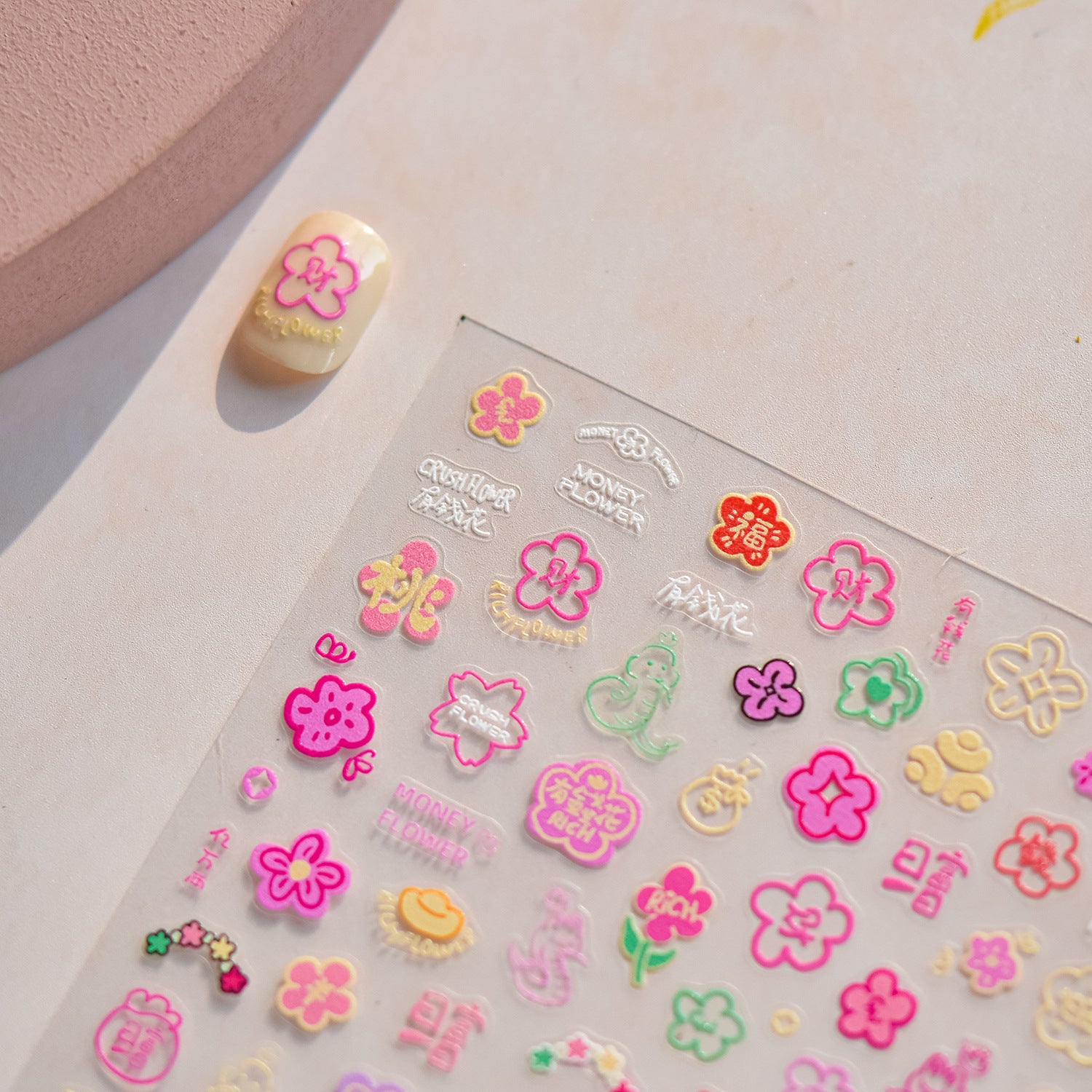Pink Rose & Snake: "Elegant Rose Snake" – 5D Embossed Nail Sticker