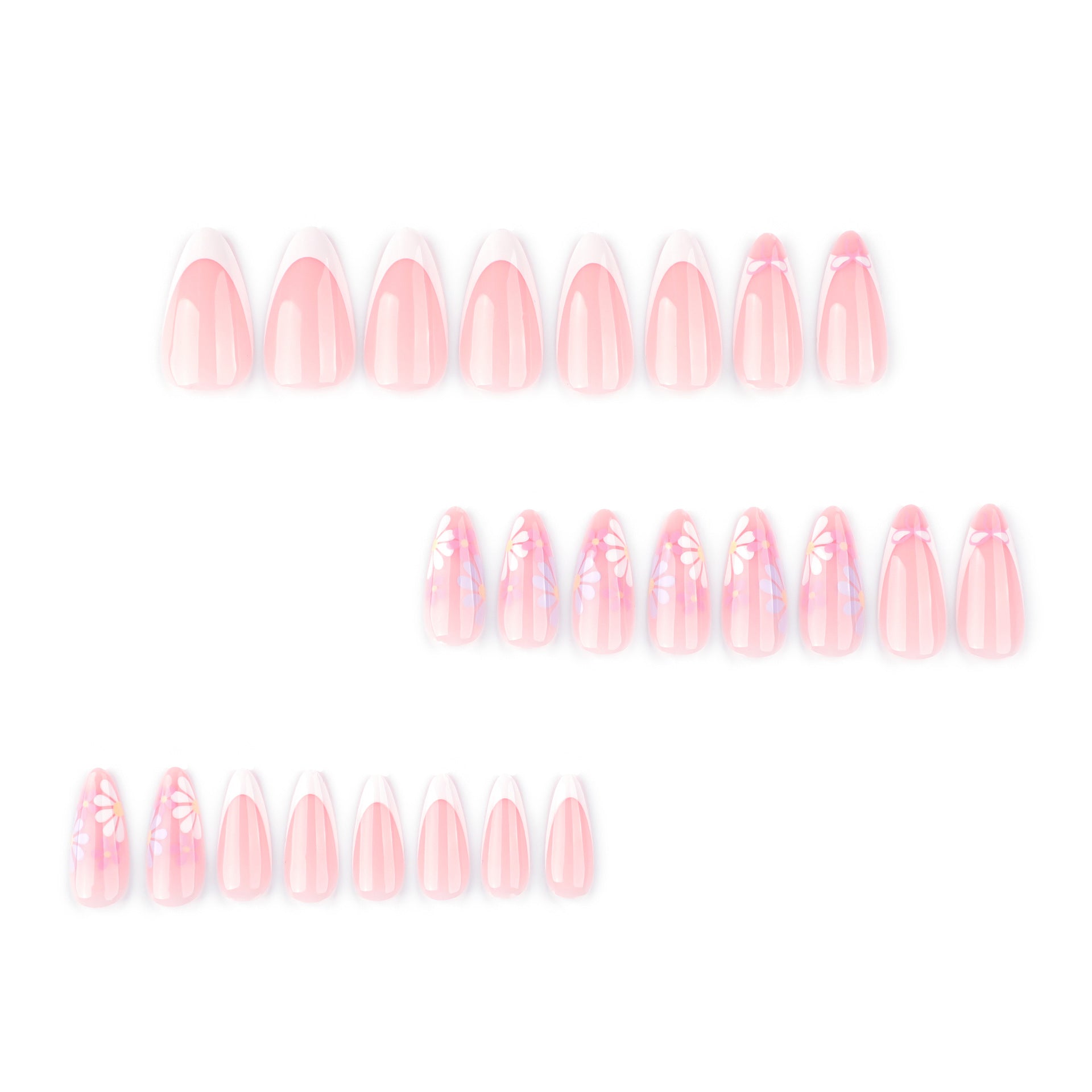 夏日風 法式白 短款杏仁形 可拆式穿戴甲 批發｜365nails