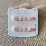 365nails: "pink sweetheart collection" – short round handmade kids press-on nails (4 styles)