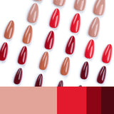 Unhas postiças curtas amendoadas outono e inverno, arte de unha laranja quente, peça simples de unha, remendo de unha falsa, produto finalizado｜365nails