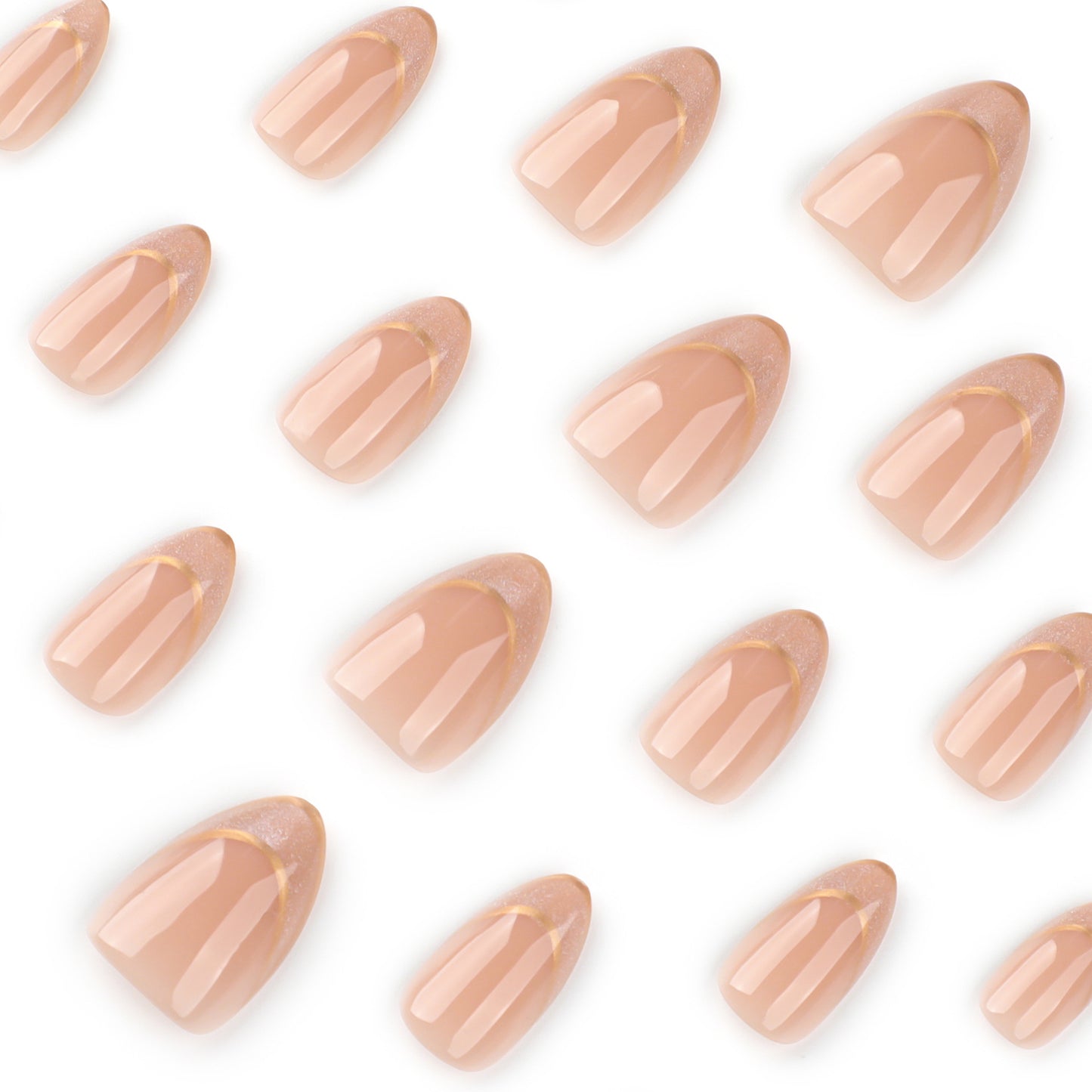 Premium French Cat's Eye Golden Short Almond press-on nails