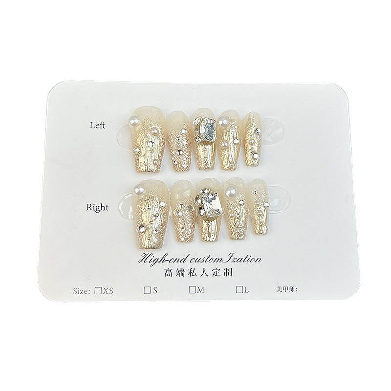 Pure hand-worn manicure spring and summer whitening magic mirror powder sugar cube bright diamond detachable hand-worn manicure｜365nails