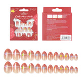Kids press-on nails Almond nail non-toxic washable nail art gradual change red 24 pieces