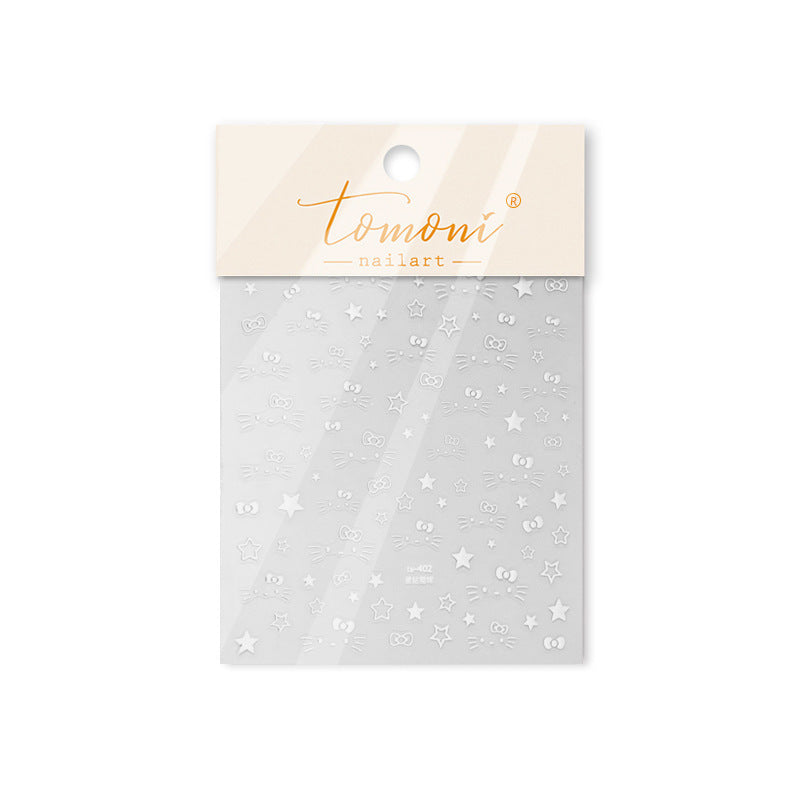 Silver Star Cat – Cute Y2K Nail Art Sticker Stickers