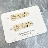 365nails Minimalist: "Creamy Noir" – Short Square Black Line Art & Gold Accents Press On Nails 24pcs