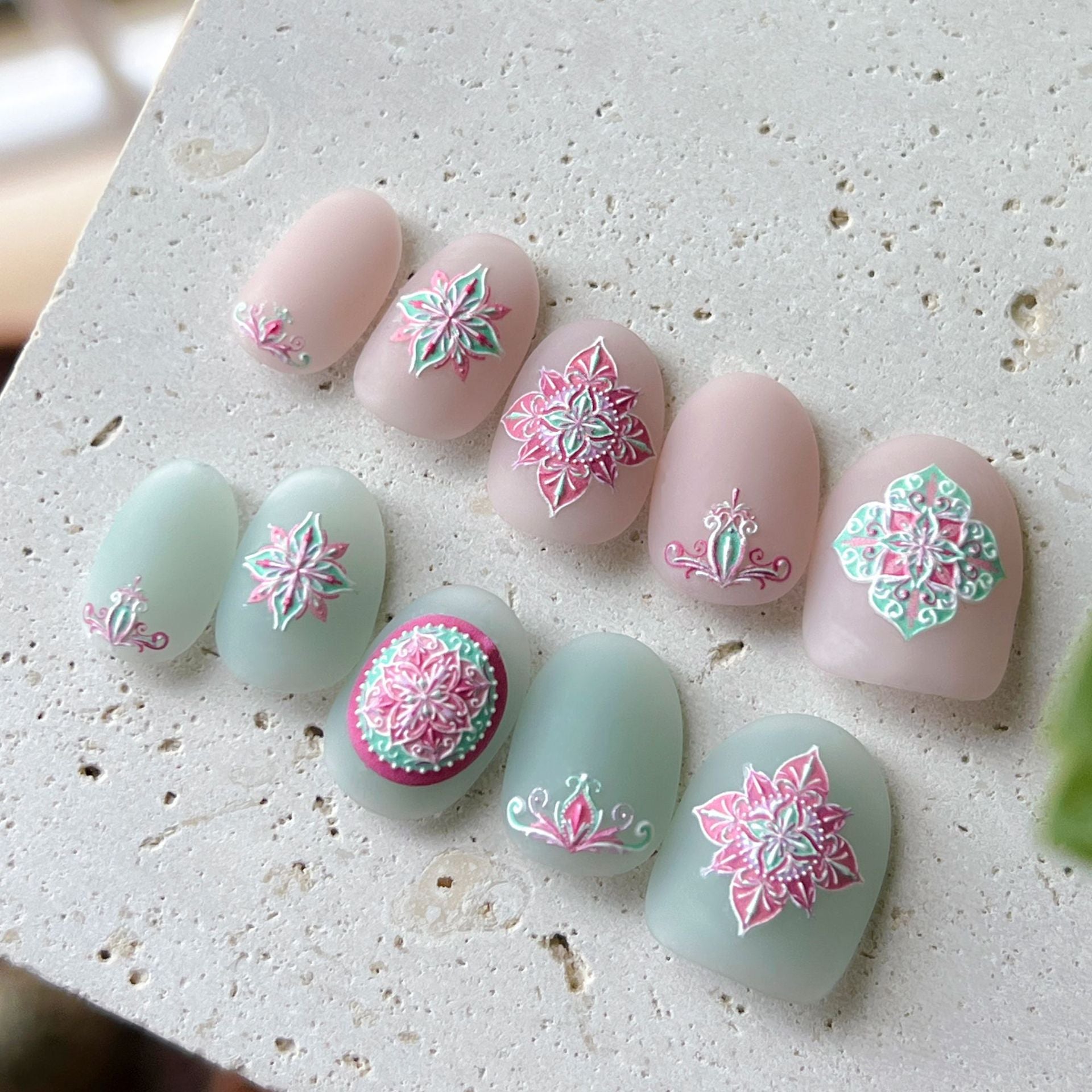 Chinese Traditional Pattern Collection: "Oriental Elegance" – 3D Embossed Nail Sticker