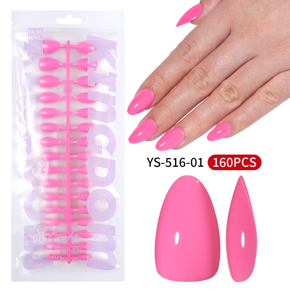Nail Tips press on nails solid color almond nail piece, short high-end 160 pieces (MOQ=3)