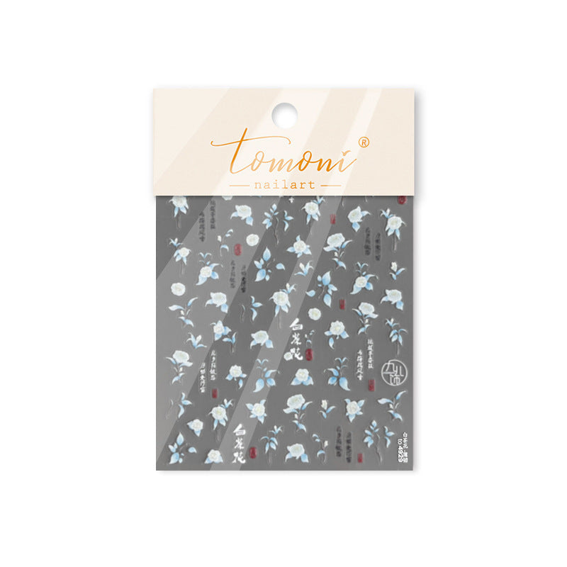 365nails: "Camelia Branca Caligrafia Chinesa" – Adesivos para Unhas