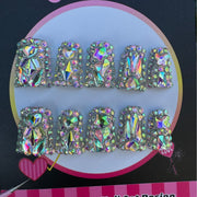 365nails: Éclat d'aurore – ongles faits main forme carrée, amas de cristaux