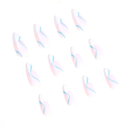 press-on nails Finished Nail Art Patch White French Nail Art Simple Wind  False Nail  Nail Art Wholesale｜365nails