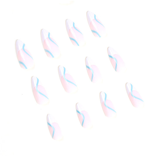 press-on nails Finished Nail Art Patch White French Nail Art Simple Wind  False Nail  Nail Art Wholesale｜365nails