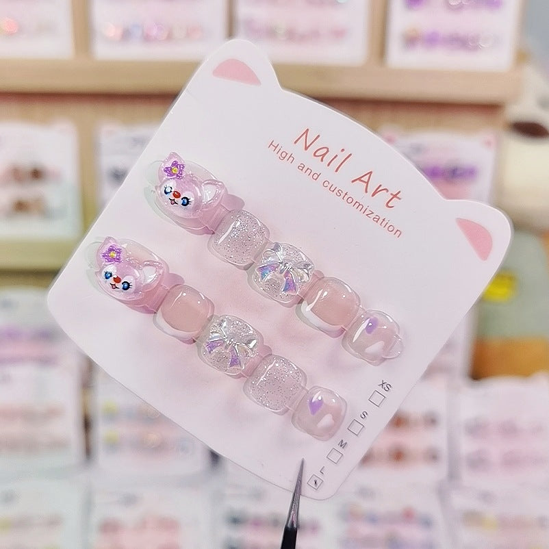 Linna Bell Pastel Cute Kids Press On Nails with Glitter