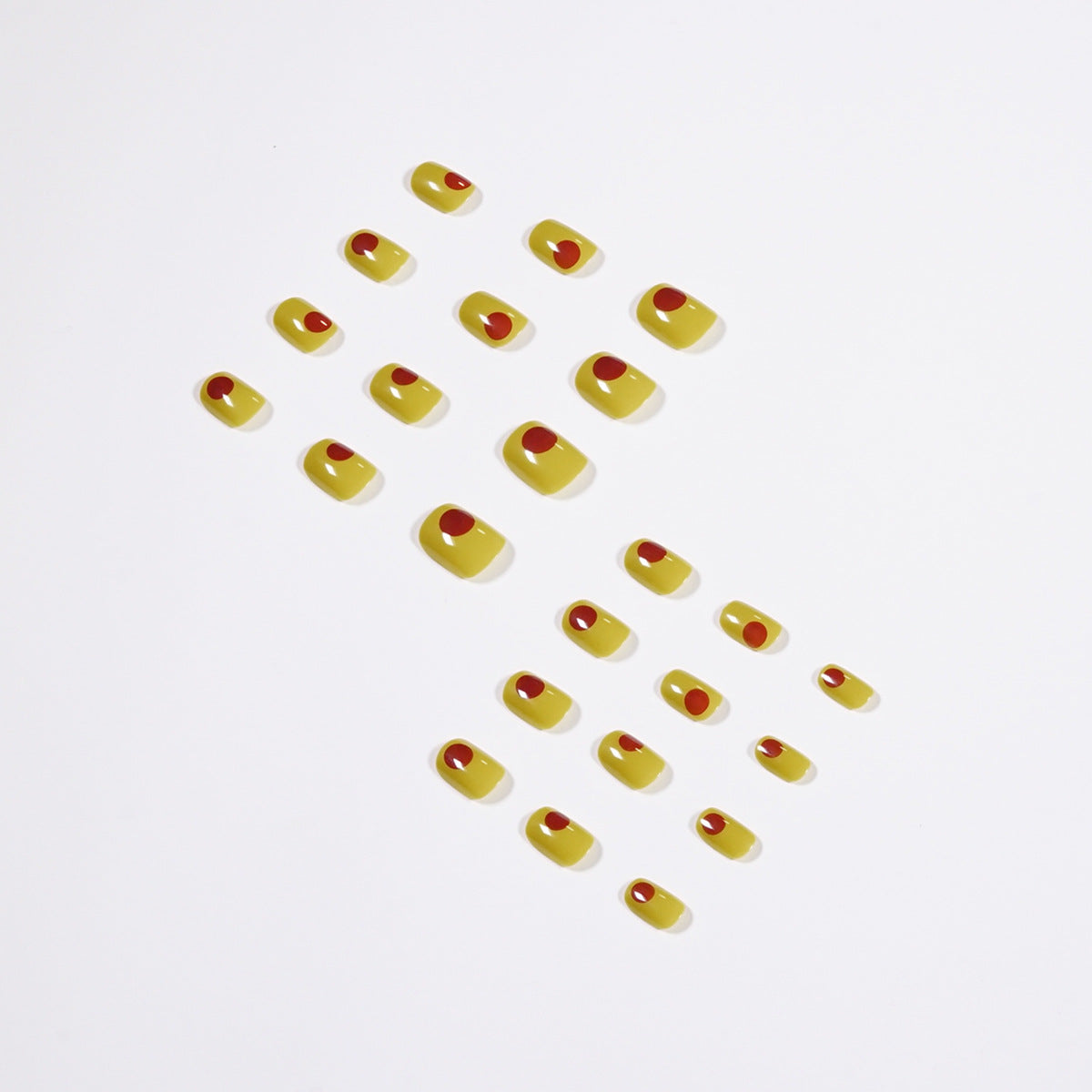 綠豆黃短款 塗鴉撞色穿戴甲 甲片 批發｜365nails