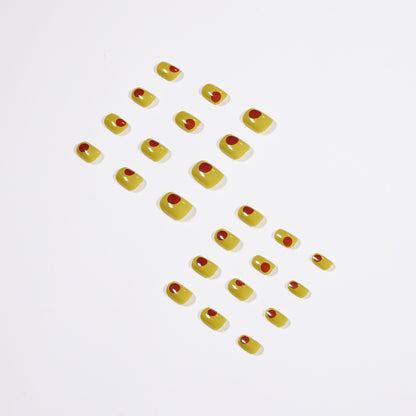 Mung bean yellow short Press on nails graffiti  contrasting nail pieces  Press on  wholesale fake nail nails｜365nails