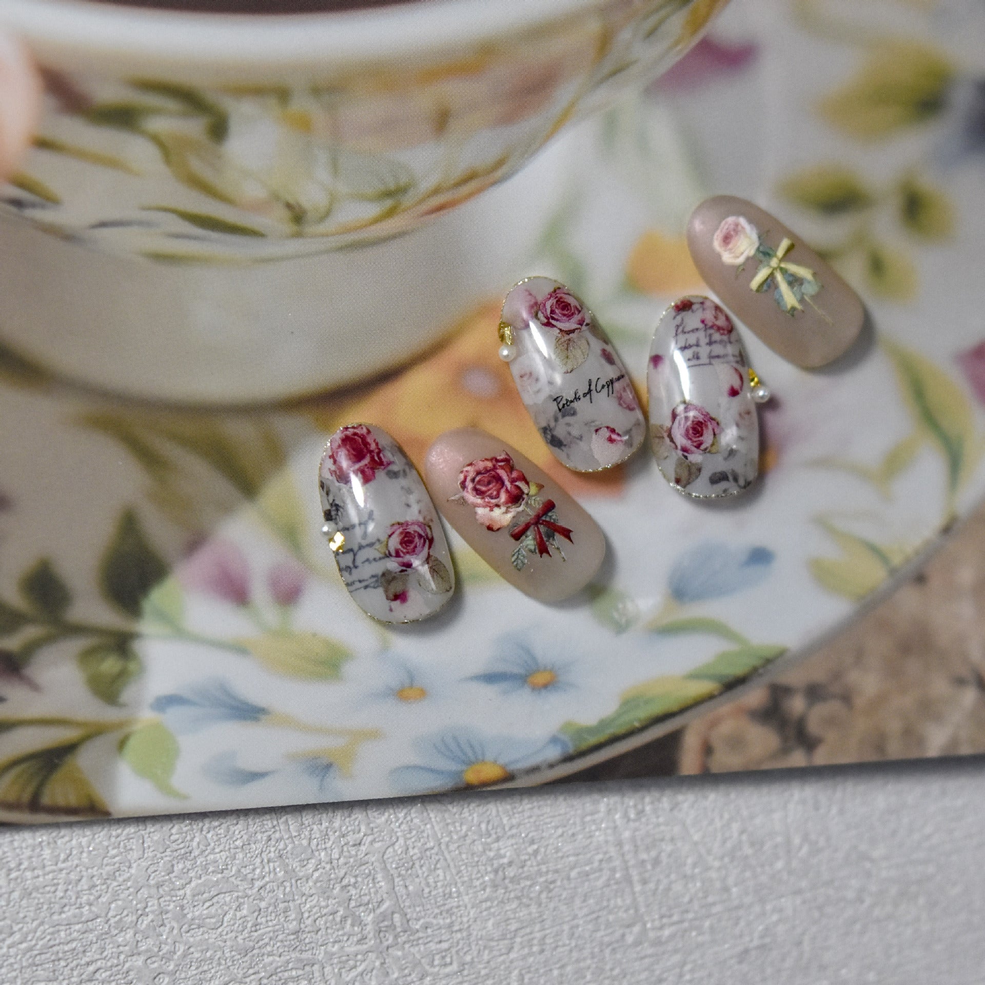 Vintage Rose Collection: "Romantic Bloom" – 3D Embossed Nail Sticker
