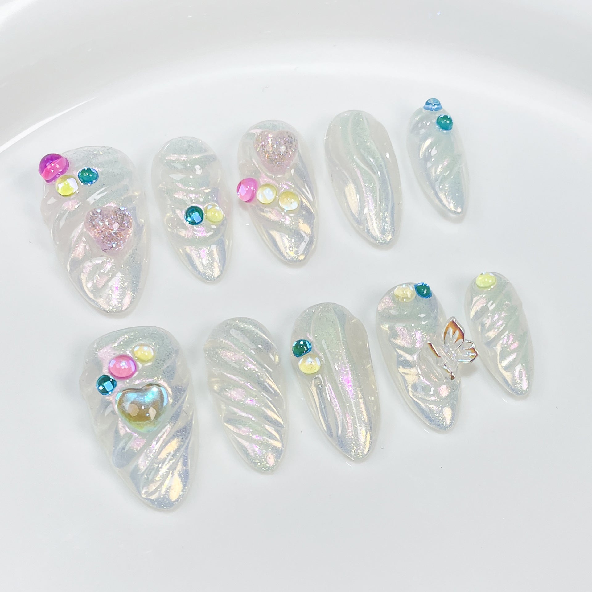 Summer Colorful Candy   Simple Aurora 3D Three-dimensional Relief Handemade press on nails Patch｜365nails