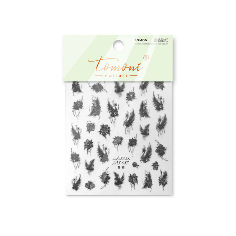 White Lace Feather & Floral: "Ethereal Bridal Lace" – 5D Embossed Nail Sticker