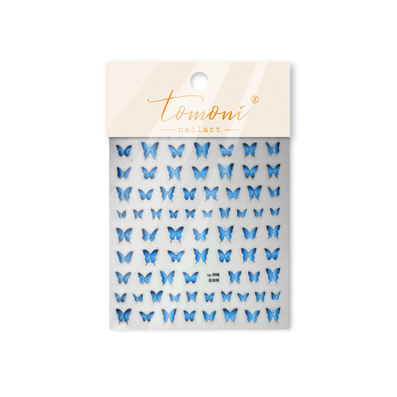Mini Blue Butterfly: "Azure Flutter" – 5D Embossed Nail Sticker