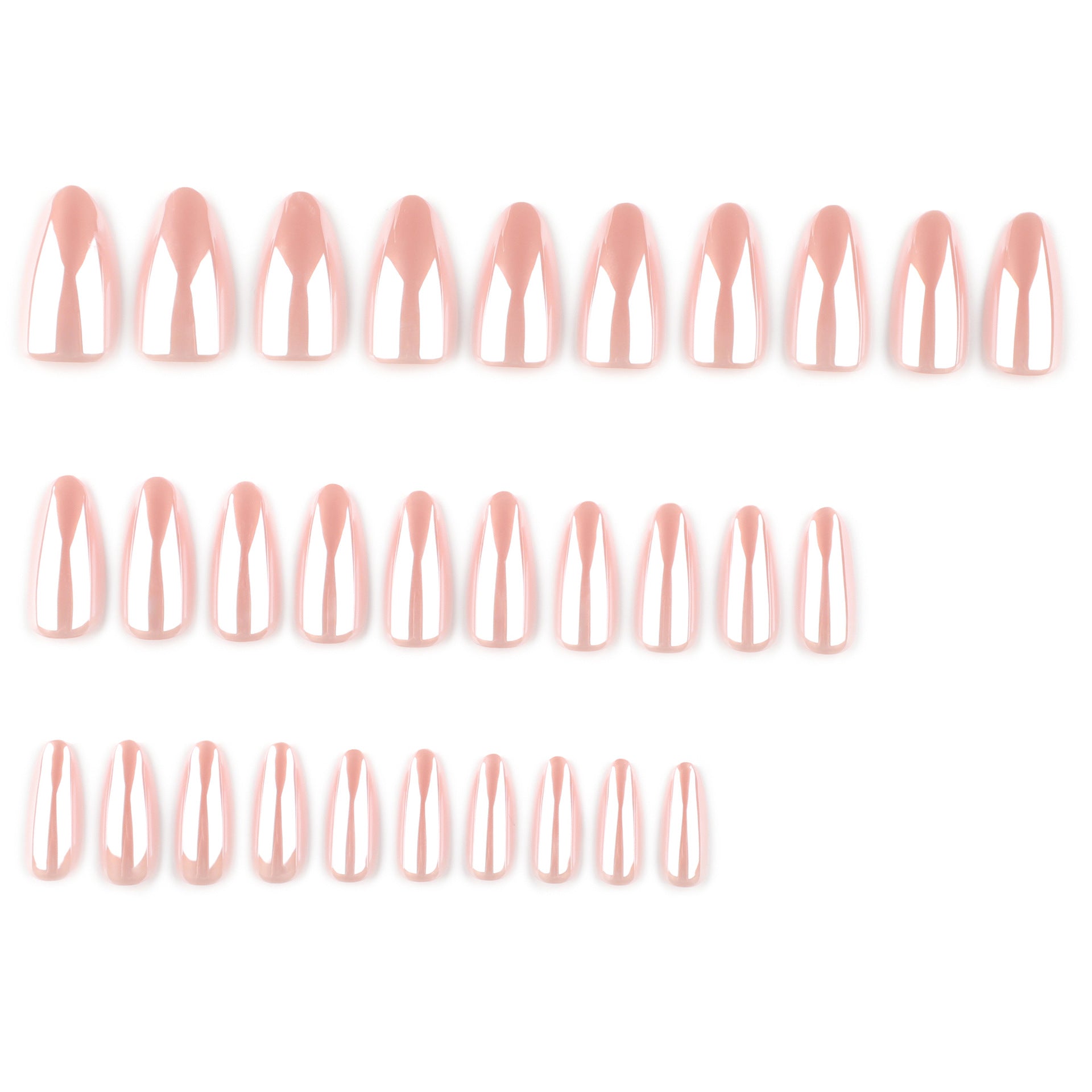 Simple bare powder solid color coating flash almond press-on nails