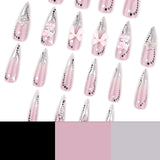 Silver Bow Star Nails with Frosted Metallic Accents