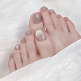 Uñas postizas de color sólido, sencillas, color blanco claro, con diseño de ojo de gato, a la moda, con diseño de viento dulce, extraíbles, 24 piezas ｜365nails