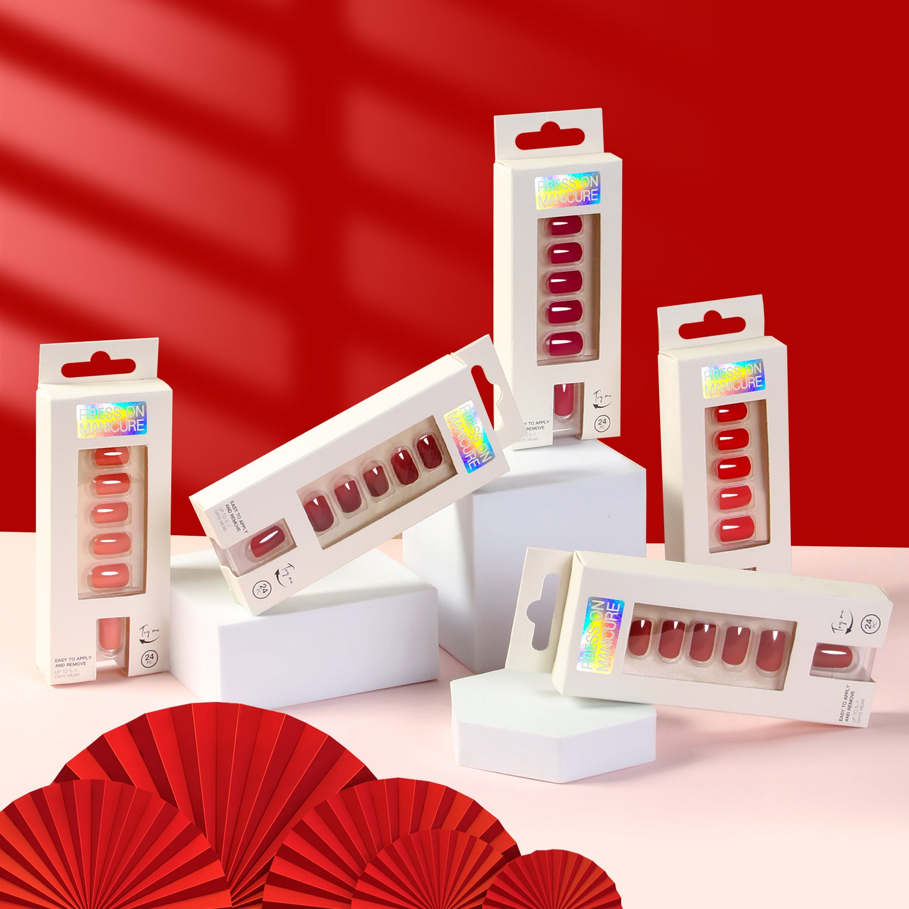 經典紅艷 短款穿戴甲套組