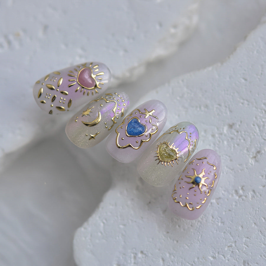 Rose Gold Sacred Symbols: "Mystic Boho Charm" – 5D Embossed Nail Sticker