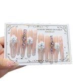 Nude Crystal Floral Elegant Luxury Press On Nails
