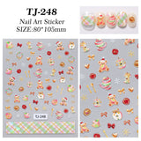 Happy Christmas Nail Art Sticker 5D Embossed Three-dimensional Snowman Christmas Bear DIY Nail Sticker Ornament TJ