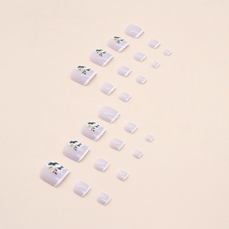簡約法式清新優雅花朵腳趾穿戴甲｜甜美ins風 甲片｜365nails