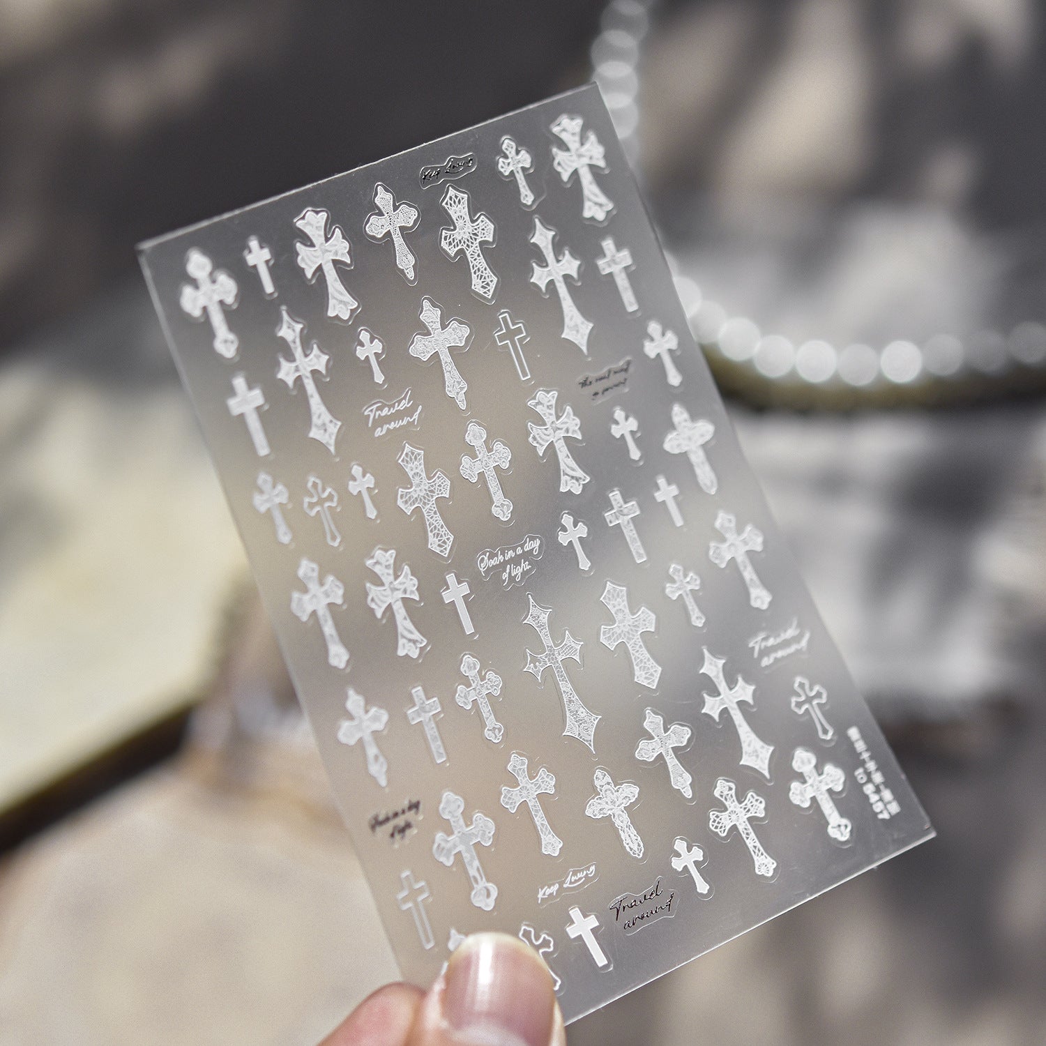 Gothic Cross Collection: "Sacred Cross" – 3D Embossed Nail Sticker