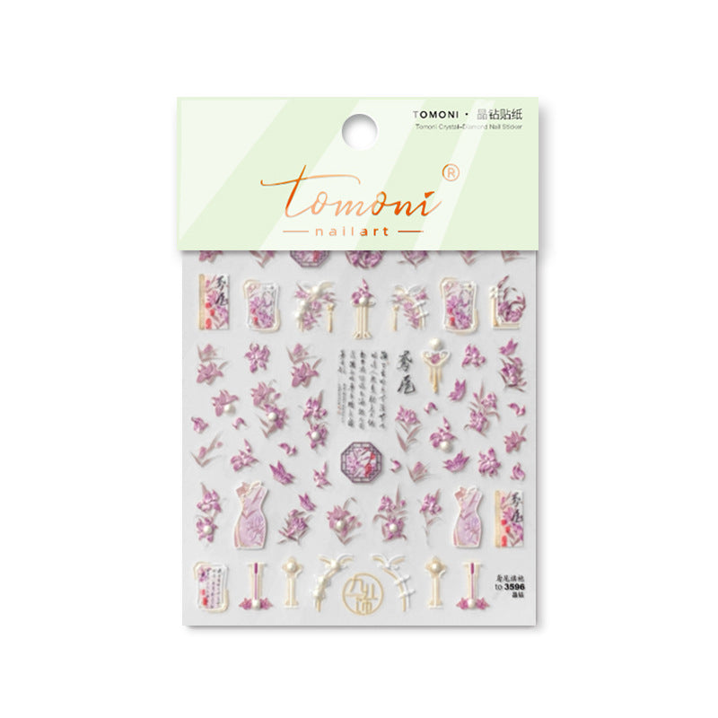 紫蘭與瓷器 — 中式水晶鑽美甲套組