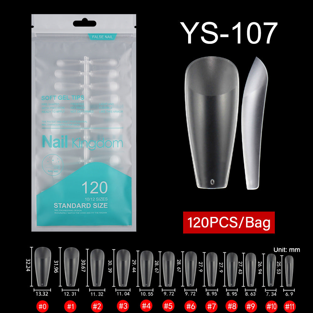 Nail Tips Free engraving and semi-matte press on nails pads 120 pieces, transparent and seamless fake nails in bags, fully attached to matte nail pads
