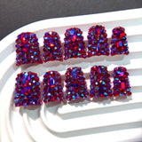 Red AB Crystal Nails with Full Glitter Luxury Finish