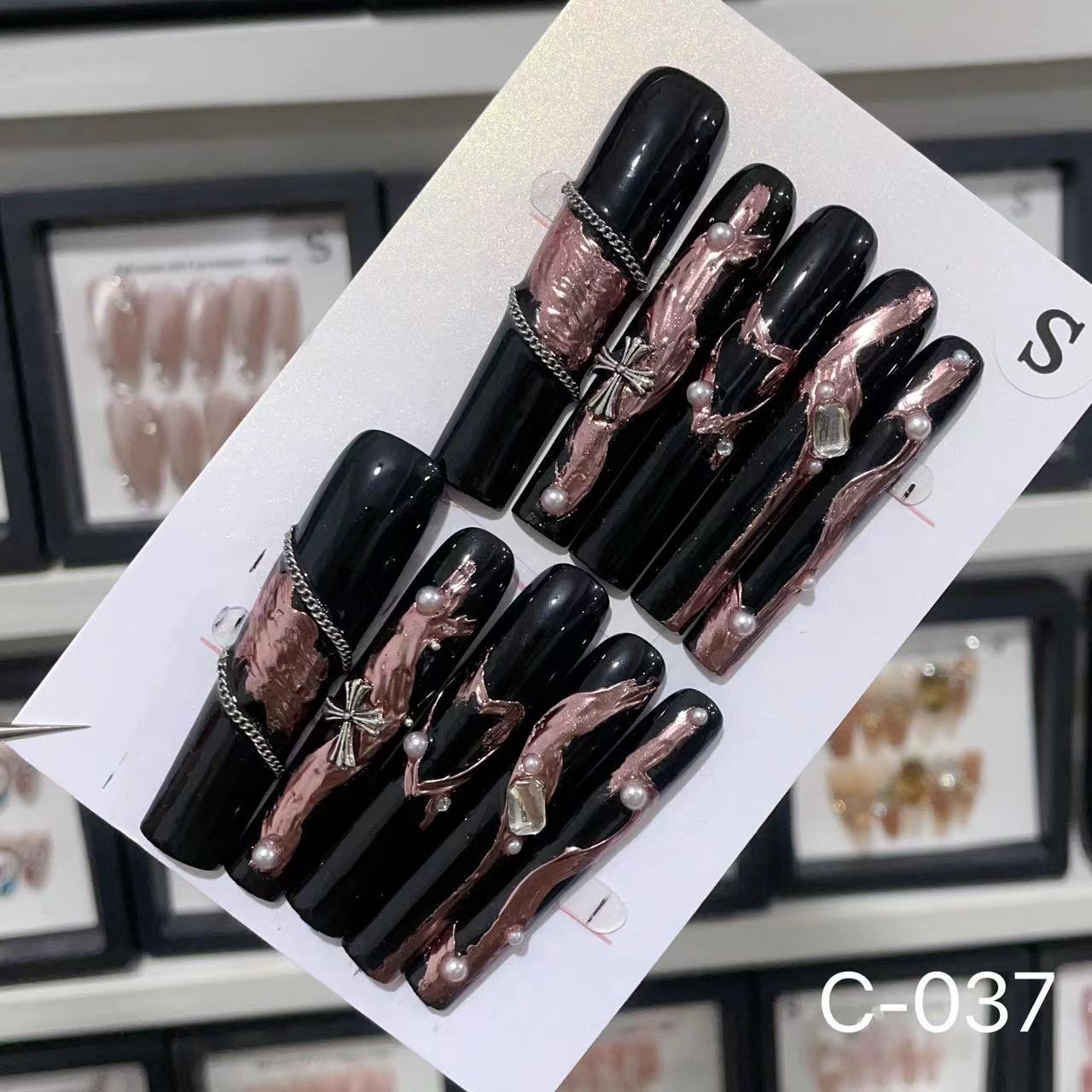 Extra Long 5.5cm Water Pipe Press-On Nails | Handmade Collection | Round Shape