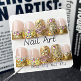 Duck bill nails  retro wind ice transparent flash relief Handmade press on nails factory wholesale｜365nails