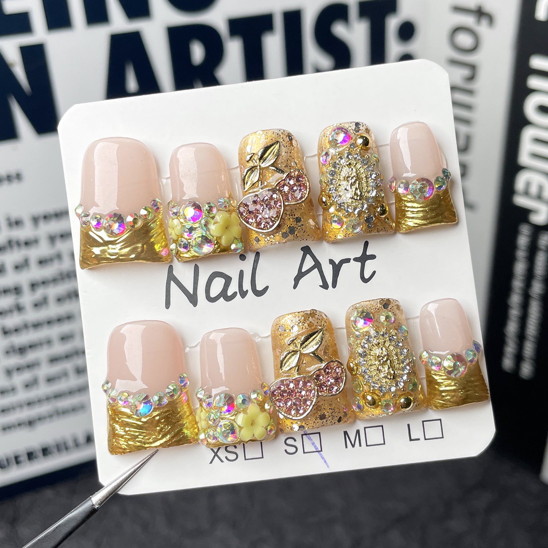 Duck bill nails  retro wind ice transparent flash relief Handmade press on nails factory wholesale｜365nails