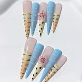 Leopard Floral Extra Long Stiletto Press On Nails