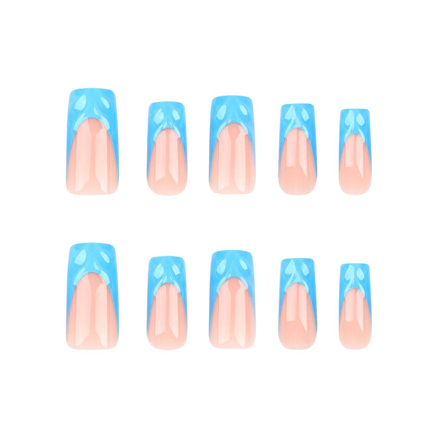 French blue repeatable nail piece finished product 3D press-on nails nail piece fake nail wholesale press on nail｜365nails