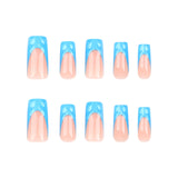 Peça de unha francesa azul repetível, produto final, unhas postiças 3D, atacado, unhas postiças, atacado, 365nails