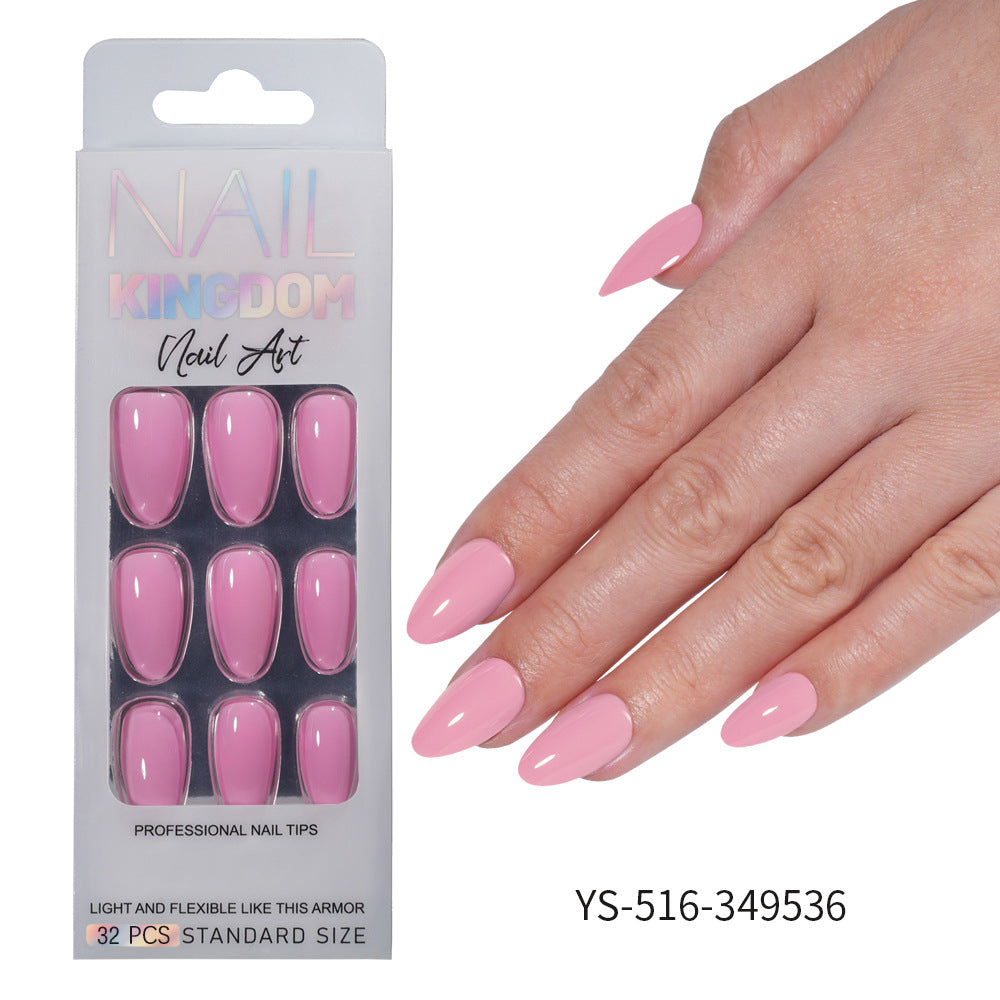 Press on nails Advanced Aurora Fine Flash Almond Short Nail Film Removable Fake Nail Prefabricated Solid Color  Nail Art Wholesale