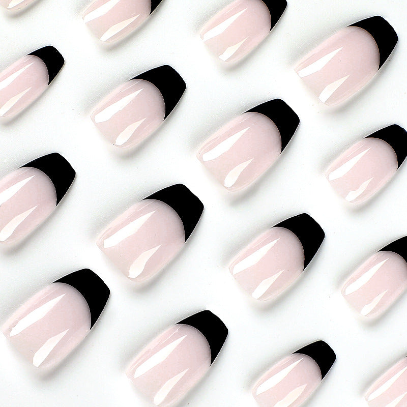 Wear nail piece black French short ballet wear nail short wholesale fake nail press on nails｜365nails